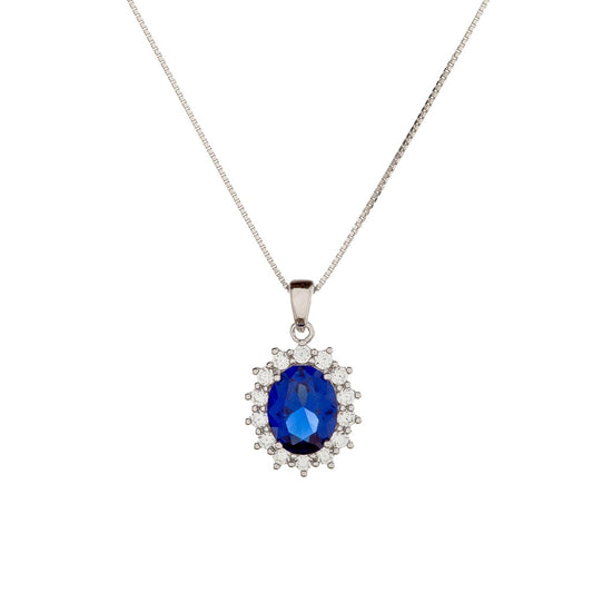 Sterling Silver Royal Blue CZ Necklace