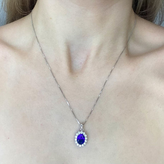 Sterling Silver Royal Blue CZ Necklace