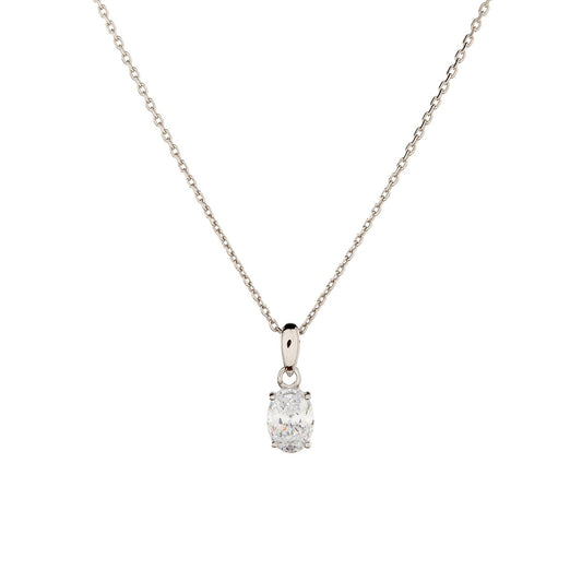 Sterling Silver Oval CZ Necklace