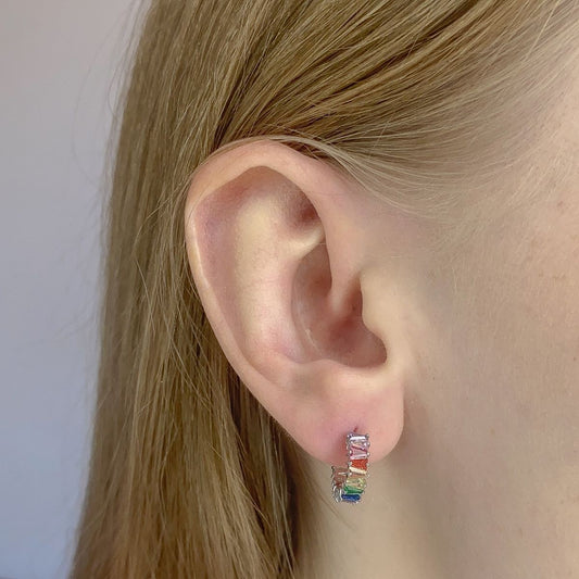 Sterling Silver Rainbow Stud Earrings