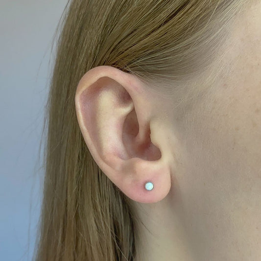 Sterling Silver Synthetic Opal Studs