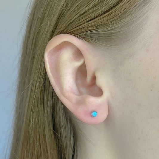 Sterling Silver Synthetic Opal Studs