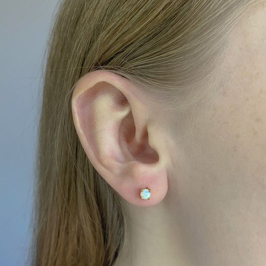 Sterling Silver Synthetic Opal Studs