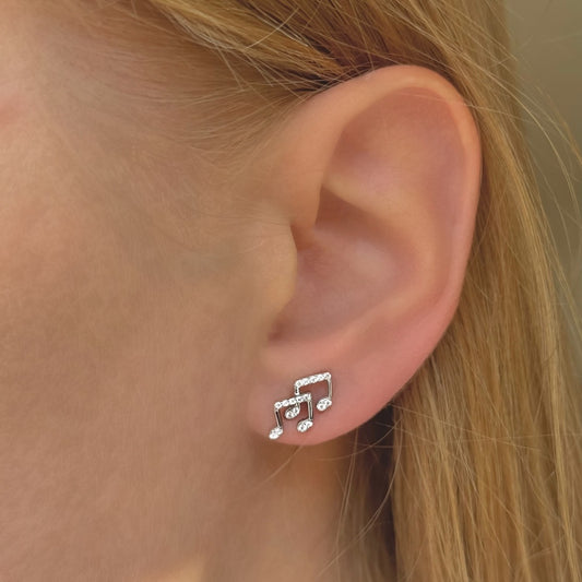 Sterling Silver Music Note Studs