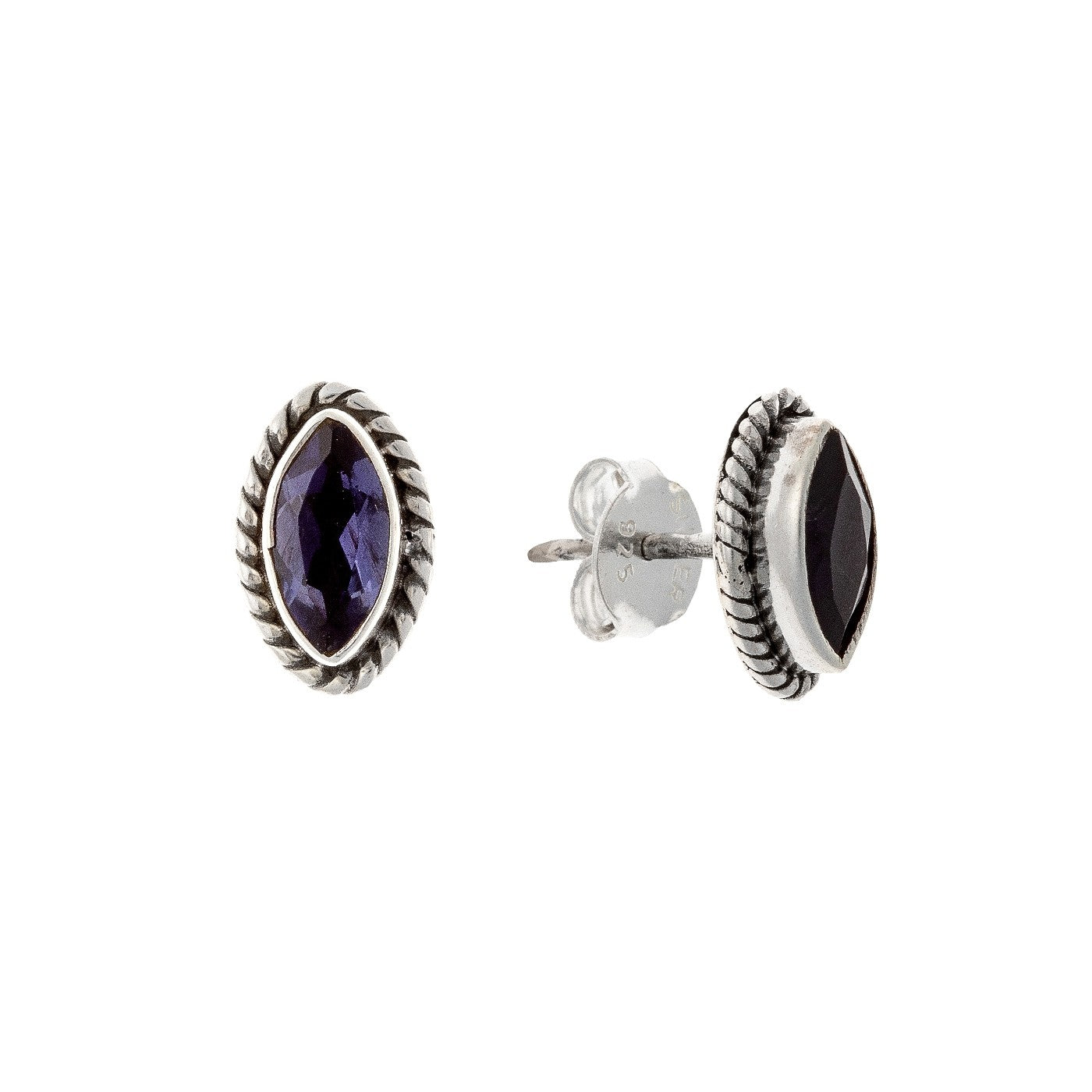 Sterling Silver Iolite Stud Earrings
