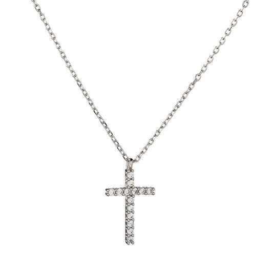 Sterling Silver CZ Cross Necklace
