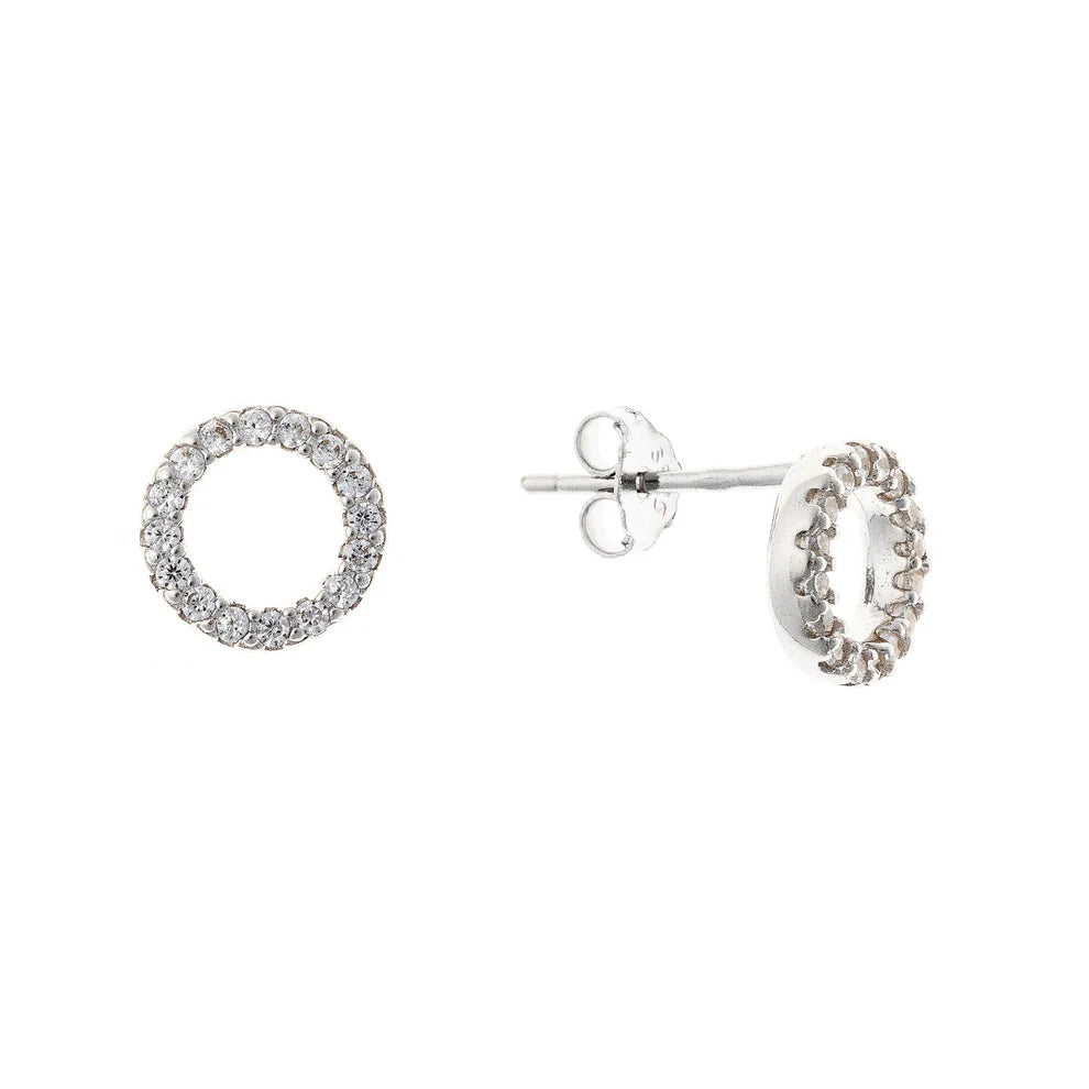 Sterling Silver CZ Circle Studs