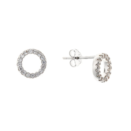 Sterling Silver CZ Circle Studs