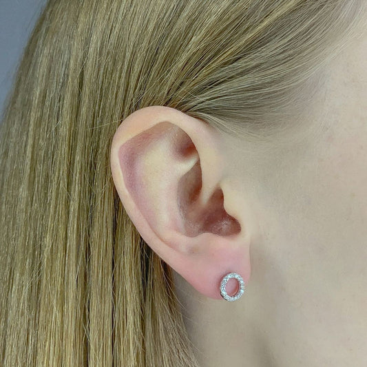 Sterling Silver CZ Circle Studs