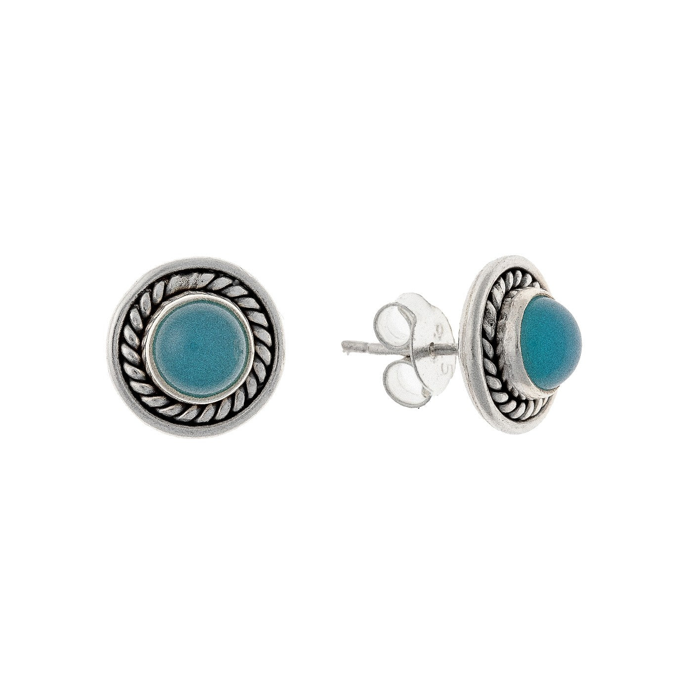 Sterling Silver Chalcedony Stud Earrings