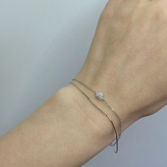 Sterling Silver Double Chain Heart Bracelet