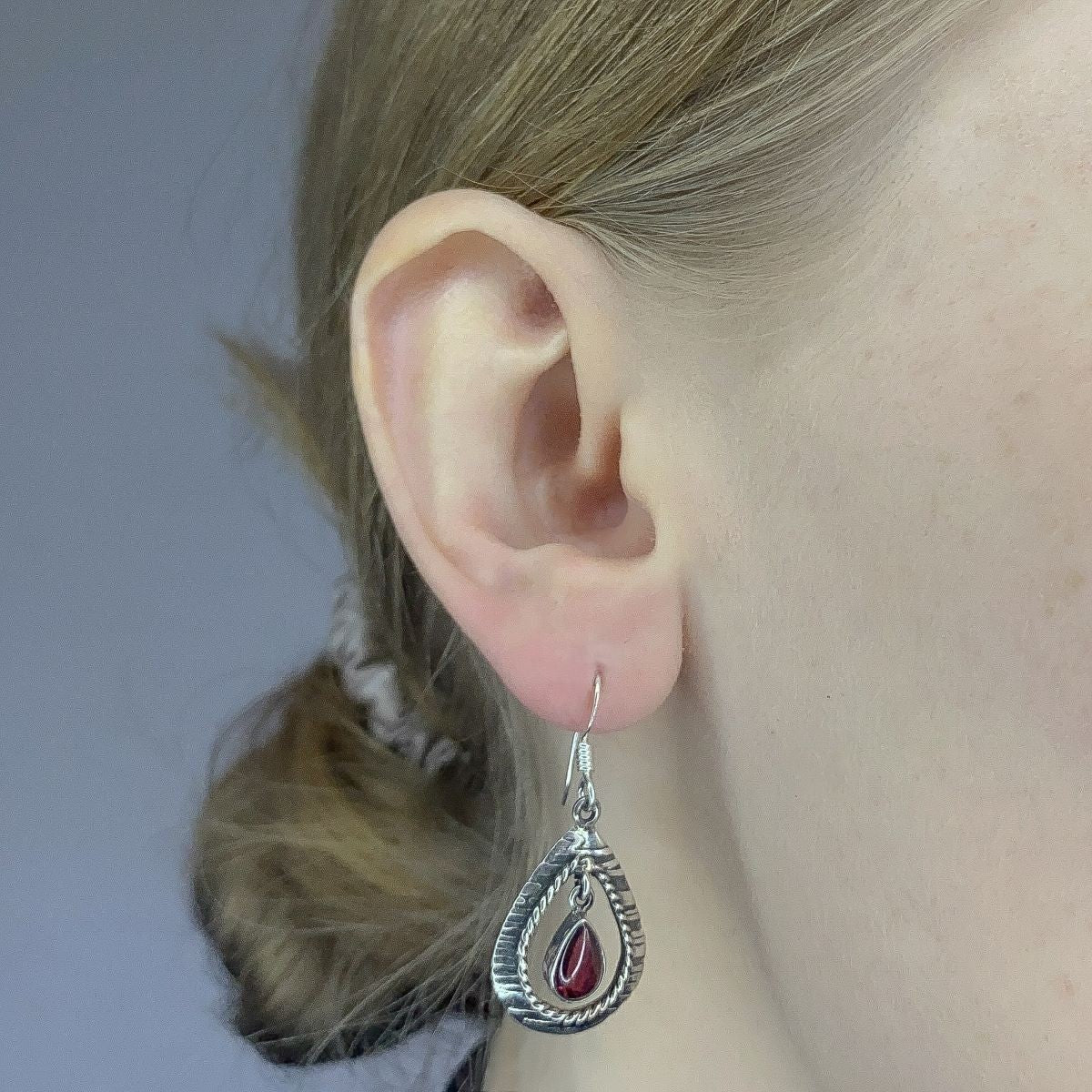 Sterling Silver Garnet Earrings