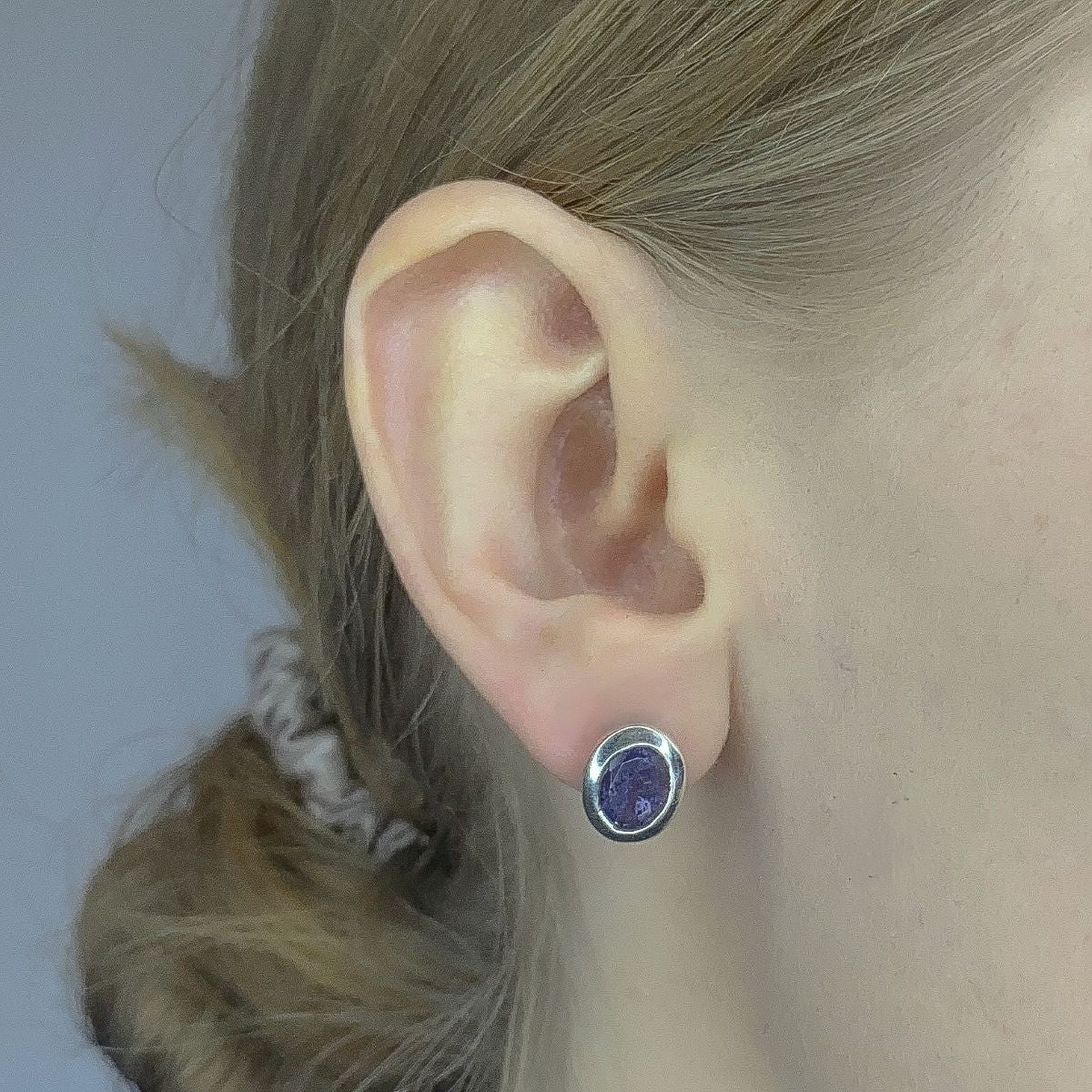 Sterling Silver Iolite Stud Earrings