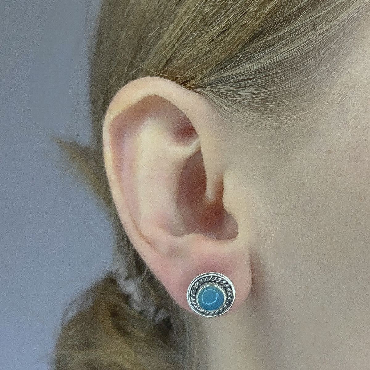 Sterling Silver Chalcedony Stud Earrings