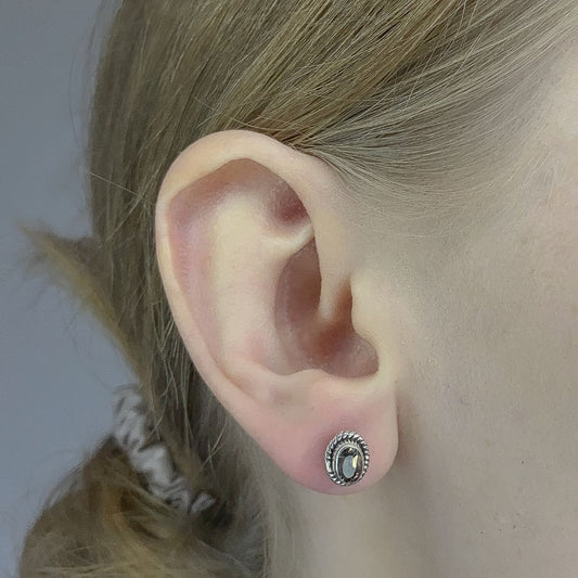 Pendientes de cuarzo ahumado en plata de ley