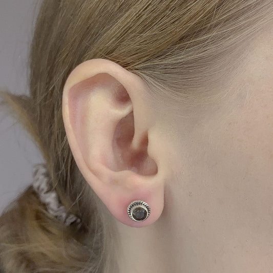 Pendientes de cuarzo ahumado en plata de ley