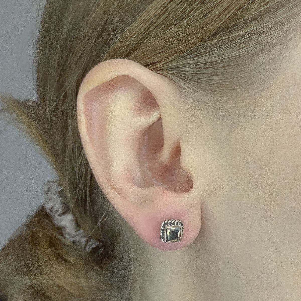 Sterling Silver Smoky Quartz Stud Earrings