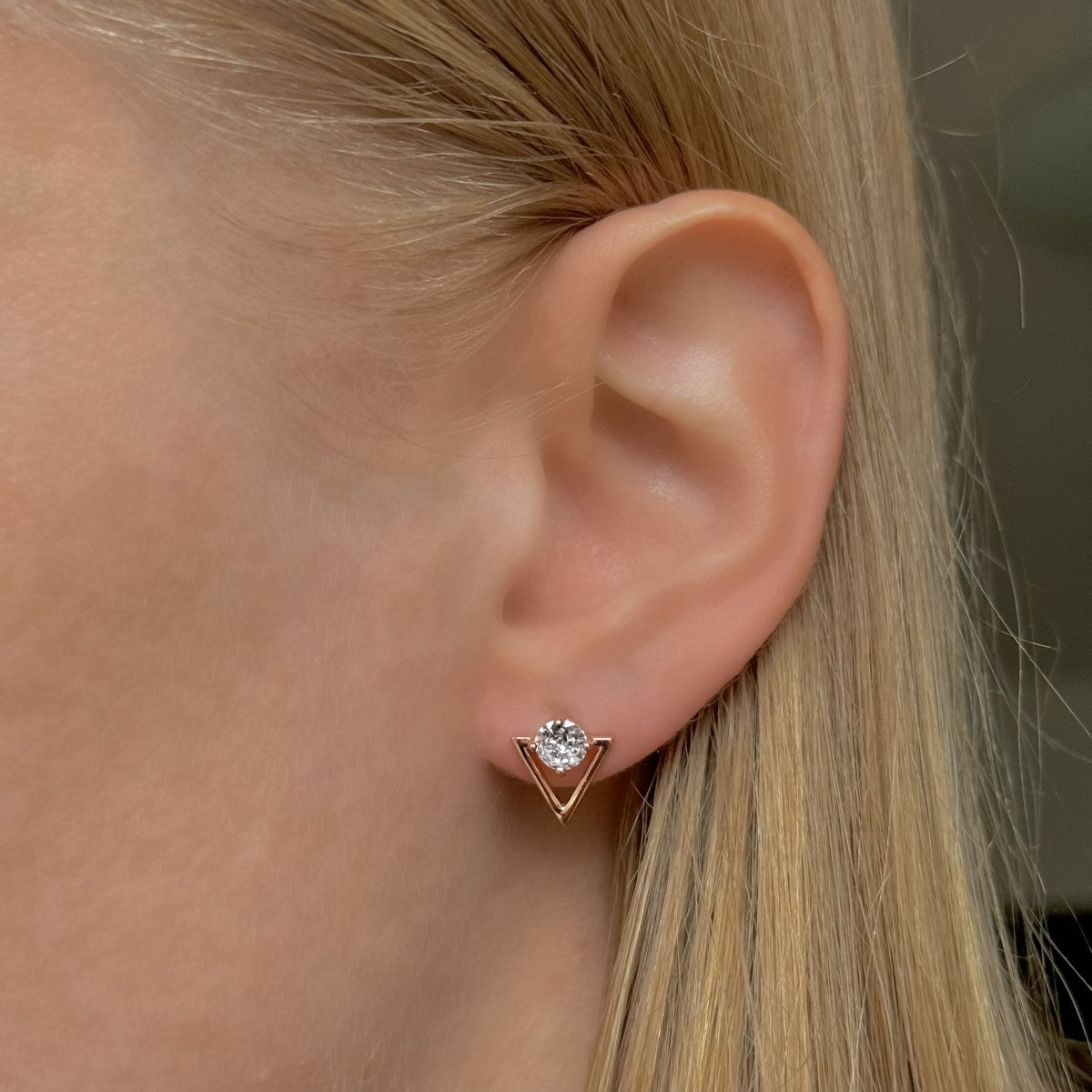 Sterling Silver CZ Triangle Studs