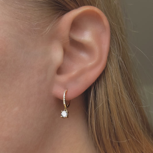 Sterling Silver CZ Charm Hoops