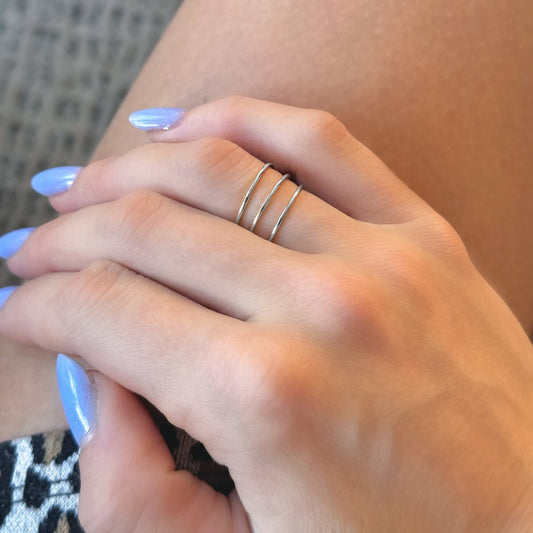 Sterling Silver Three Line Ring