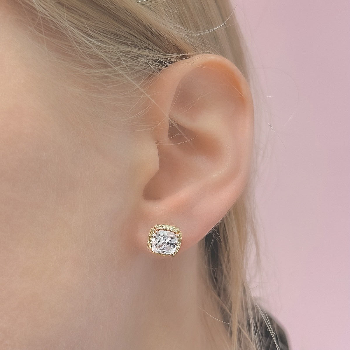 Sterling Silver CZ Crystal Stud Earrings