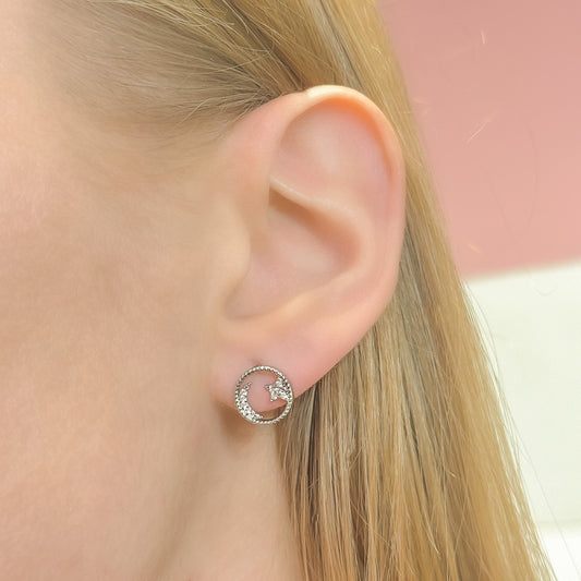 Pendientes circulares de plata de ley