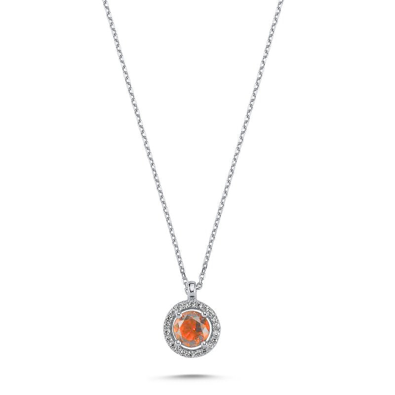 Sterling Silver Red CZ Necklace