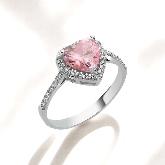 Anillo de Plata de Ley con Corazón de Circonita Cúbica