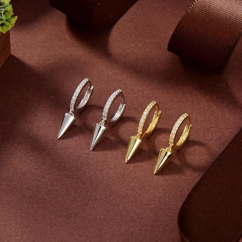 Sterling Silver Spike Charm Hoops