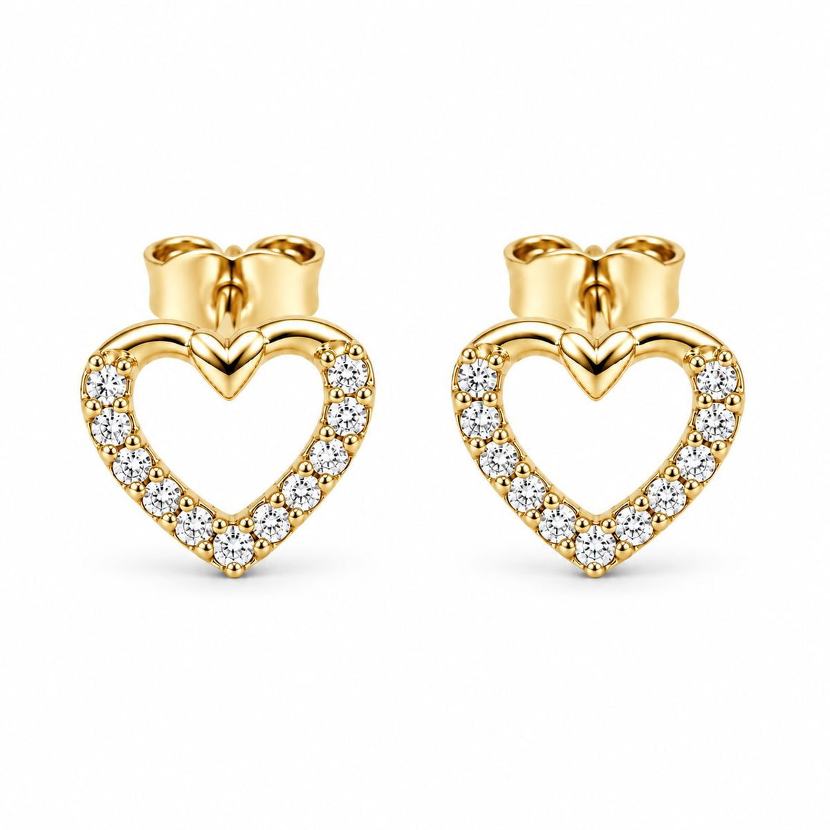 Sterling Silver CZ Heart Studs