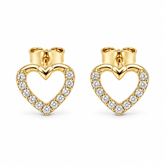 Sterling Silver CZ Heart Studs