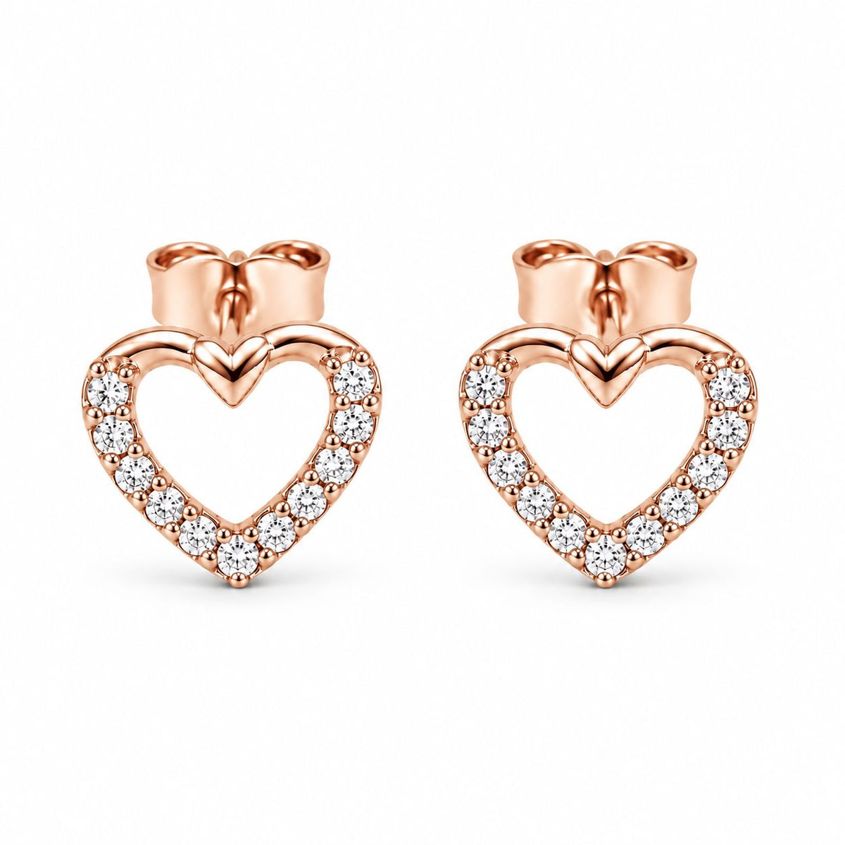 Sterling Silver CZ Heart Studs