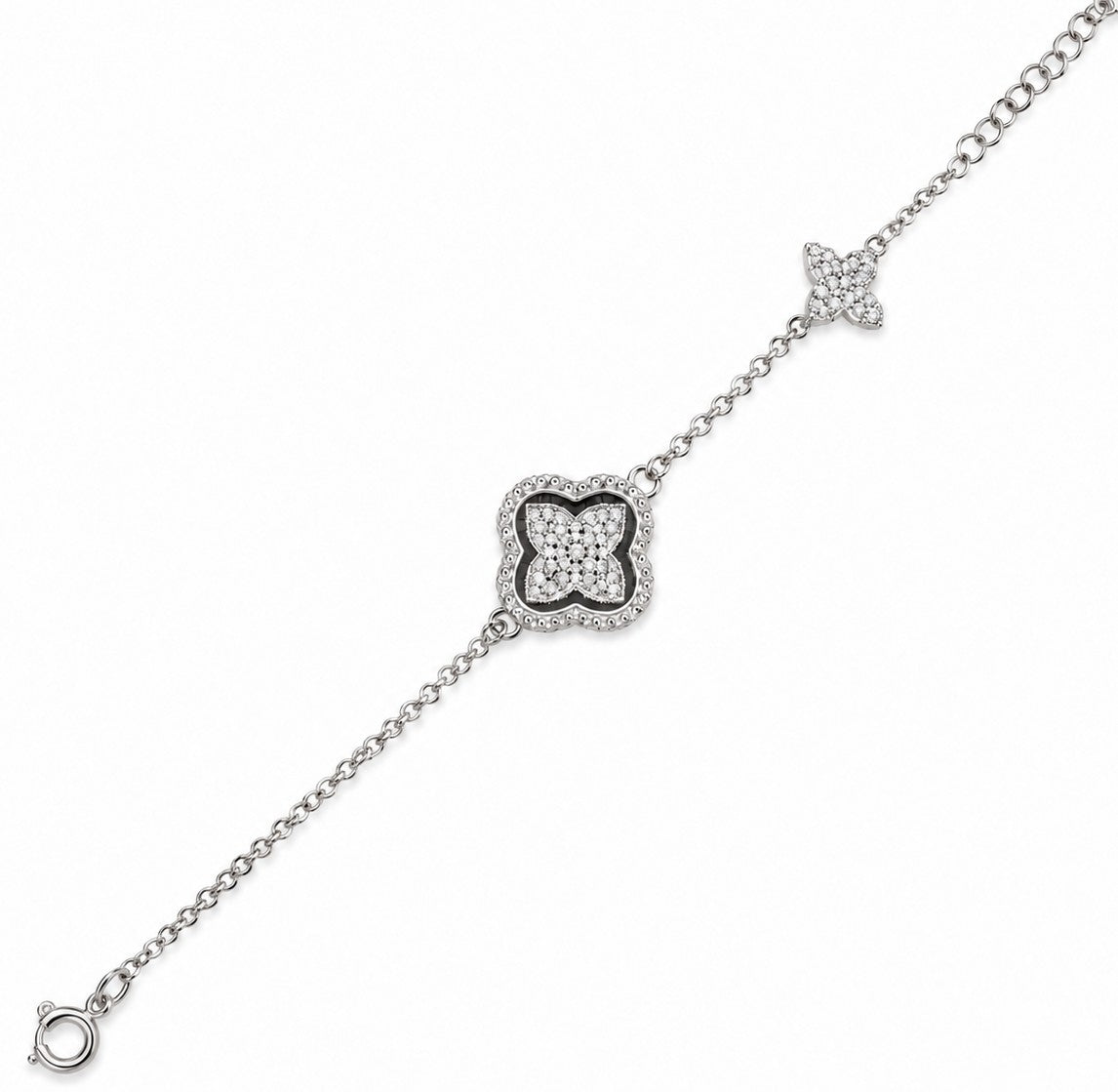 Sterling Silver CZ Clover Bracelet