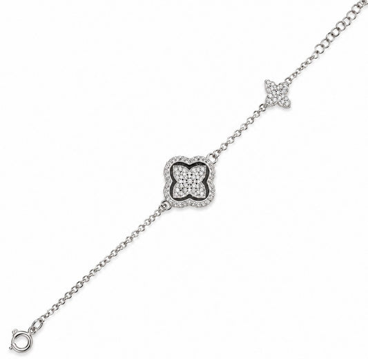 Sterling Silver CZ Clover Bracelet