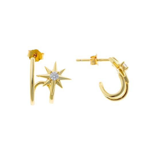 Sterling Silver CZ Star Earrings