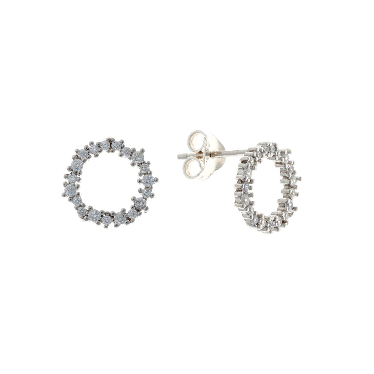 Pendientes circulares de circonita cúbica de plata de ley