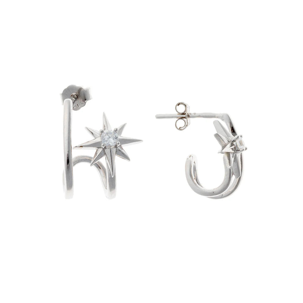 Sterling Silver CZ Star Earrings