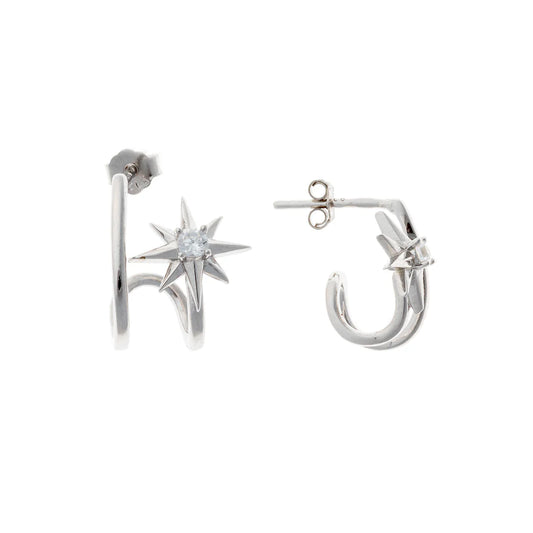 Sterling Silver CZ Star Earrings