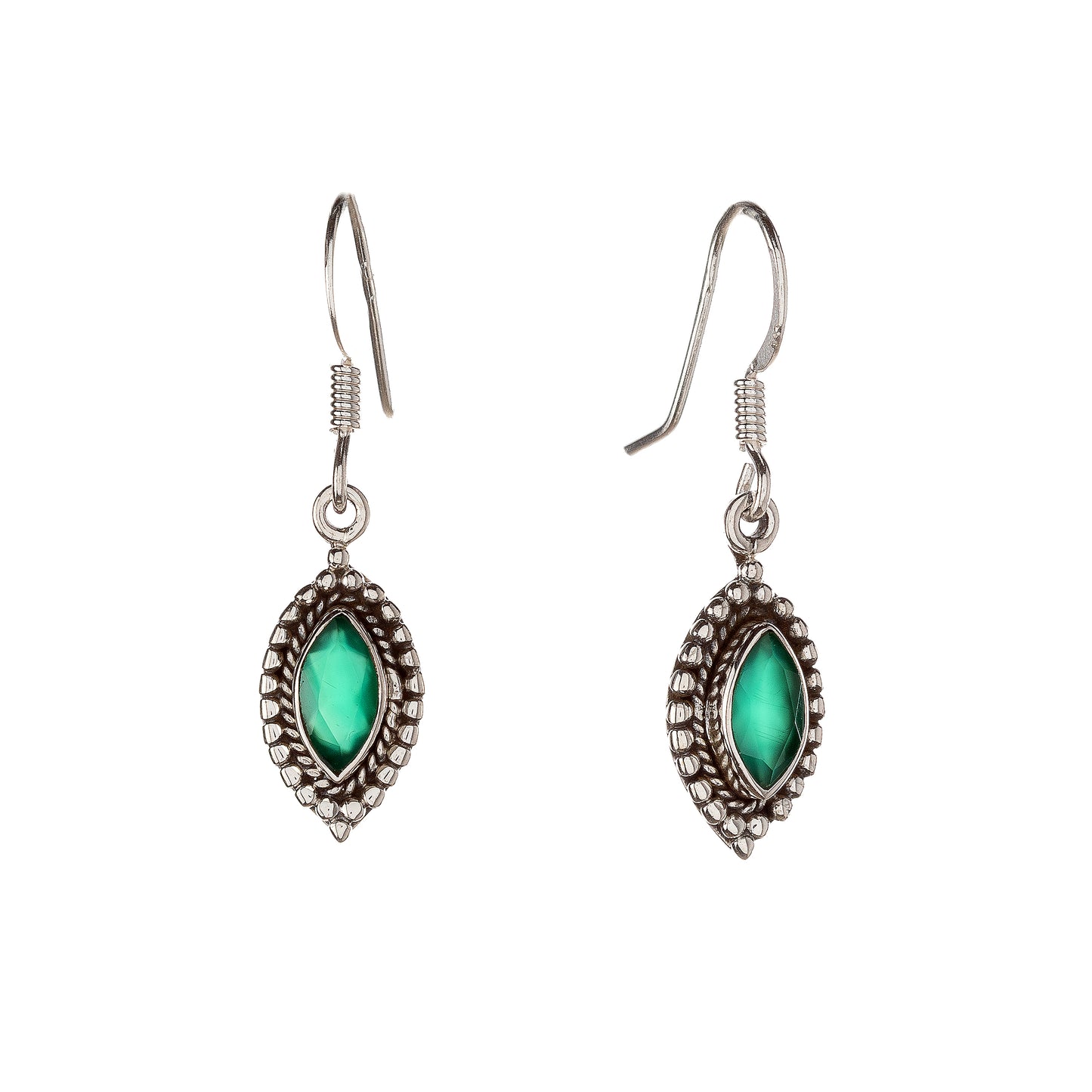 Pendientes de plata de ley con ónix verde