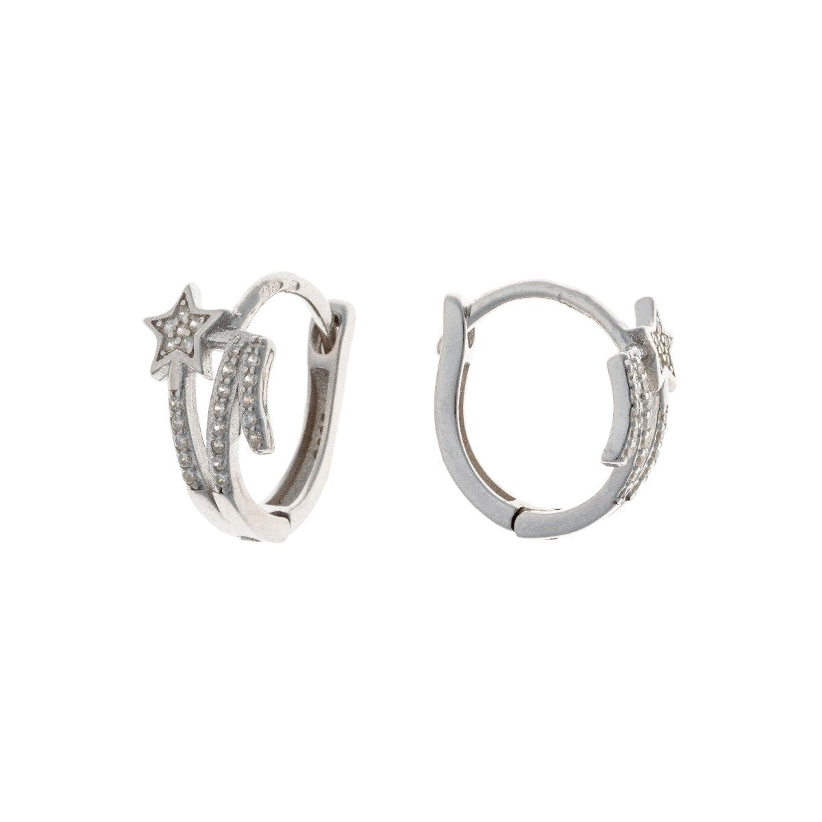Aros de plata de ley con estrella y circonita cúbica