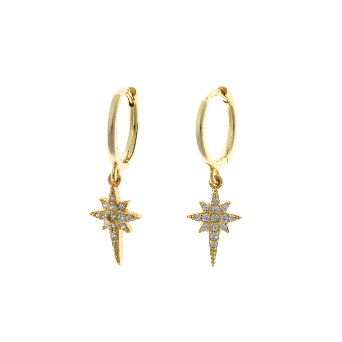 Aros con dije de estrella de plata de ley