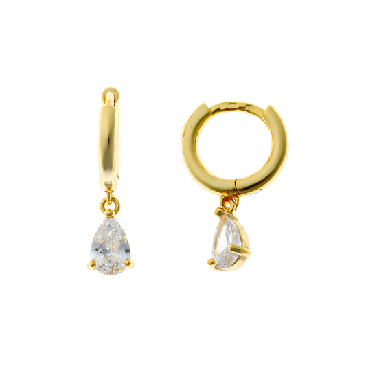 Aros con dije de circonita cúbica en plata de ley