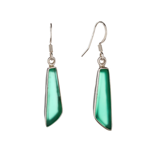 Sterling Silver Green Onyx Earrings