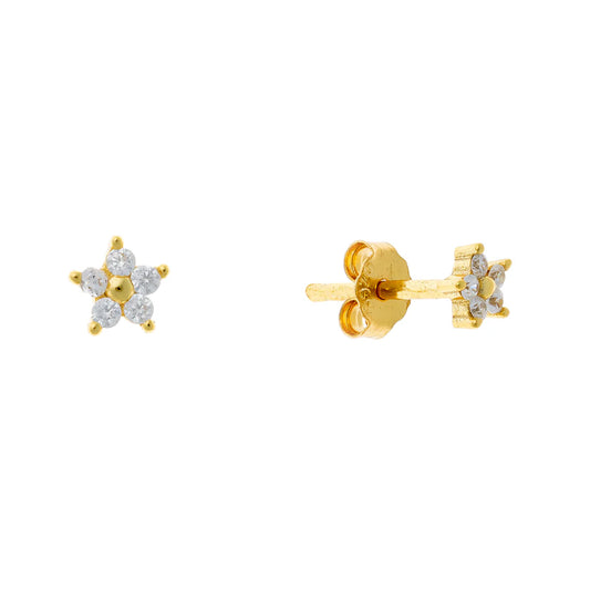 Sterling Silver CZ Flower Studs
