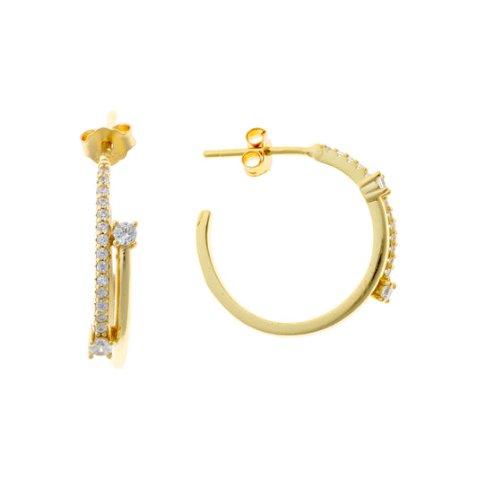 Sterling Silver CZ Hoop Earrings