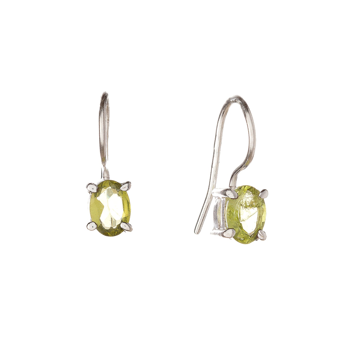 Pendientes de peridoto en plata de ley
