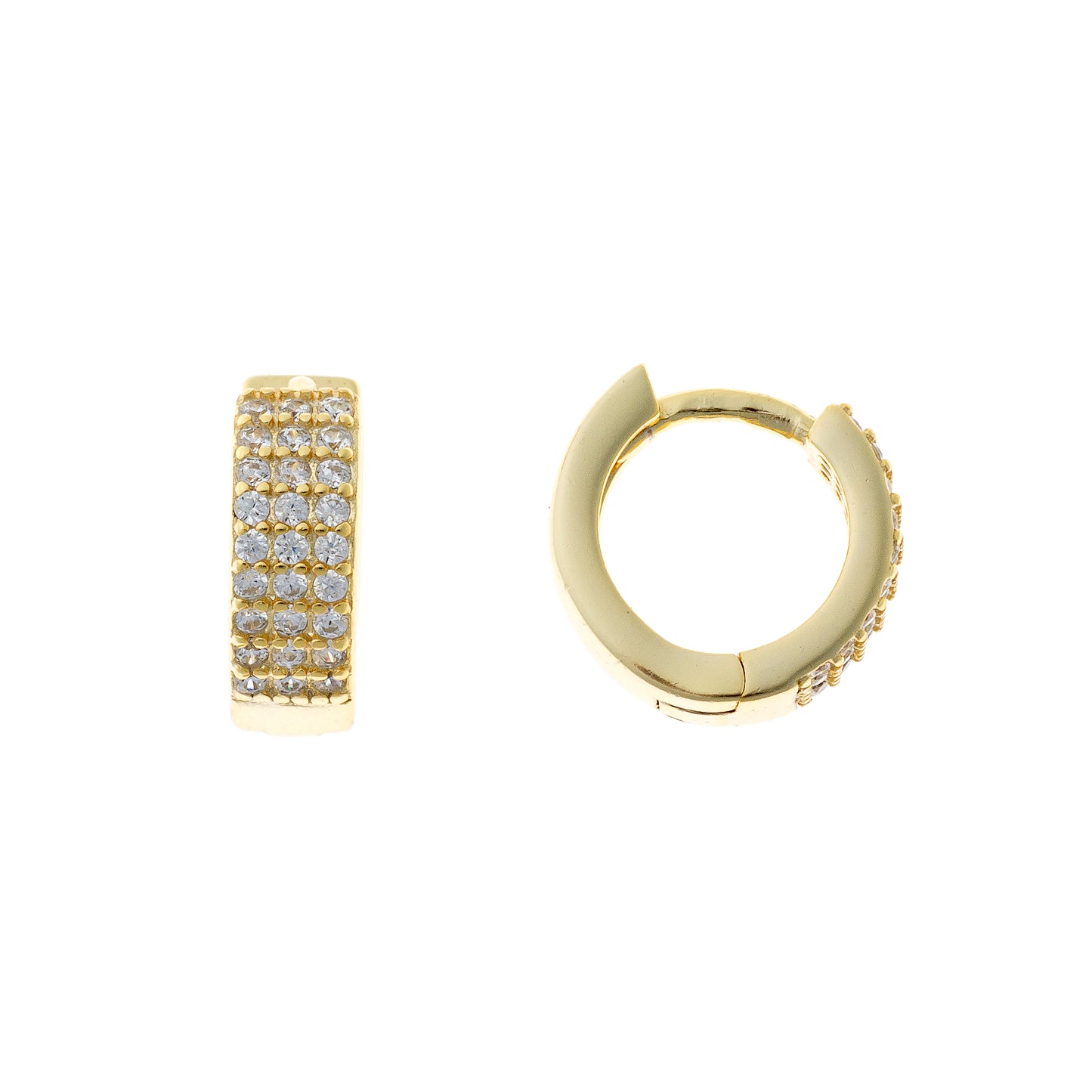 Sterling Silver 3 Row CZ Hoops