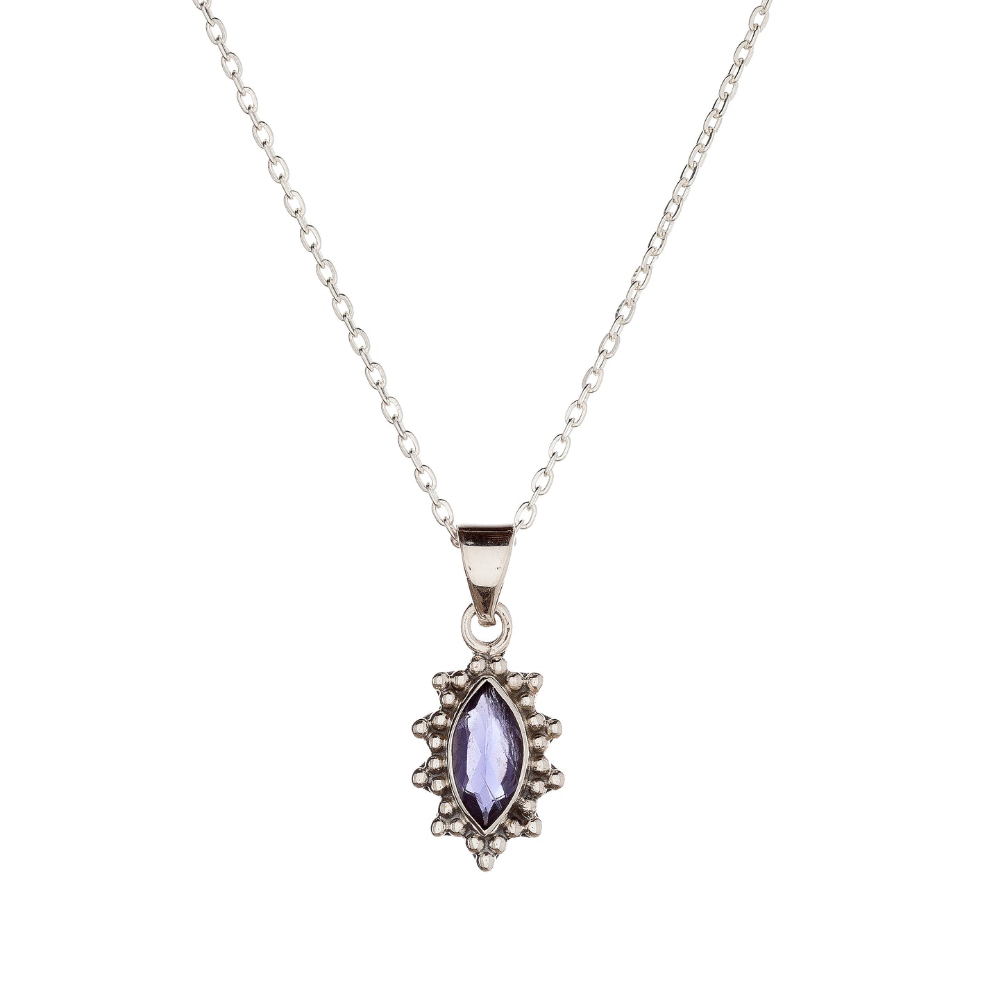 Collar con colgante de iolita en plata de ley