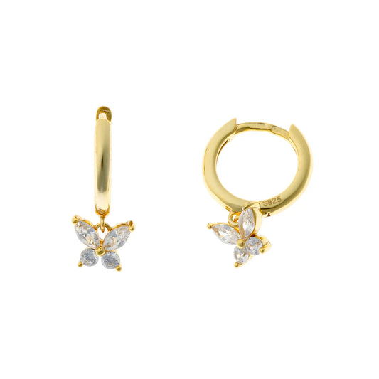 Sterling Silver Butterfly Charm Hoops