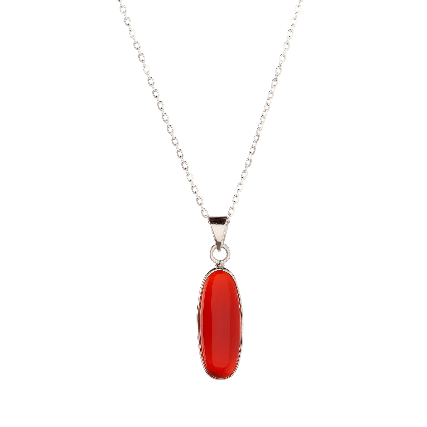 Sterling Silver Carnelian Pendant Necklace